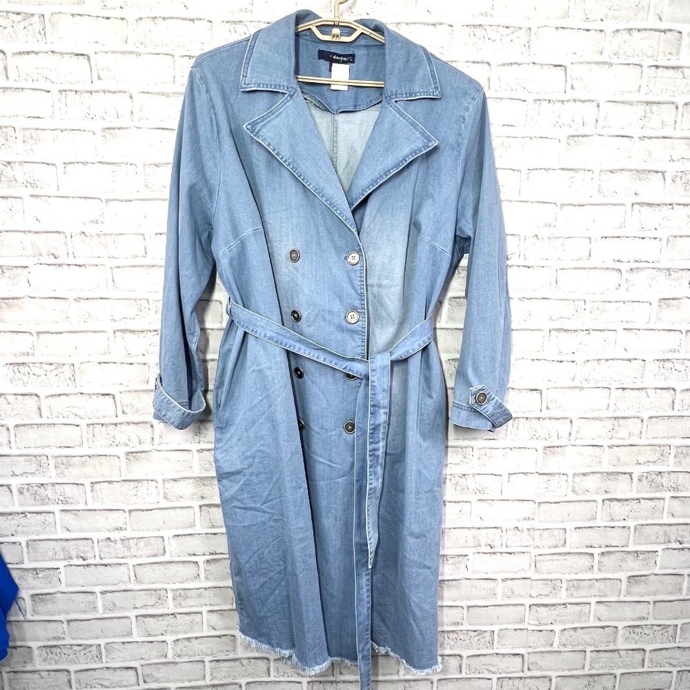 |•DENIM 24/7•| Stretch Denim Trench Dress Belted Button Down Size 26/28